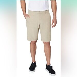 Hang Ten Mens Tan‎ Plaid Flat Front Golf Shorts Size 36